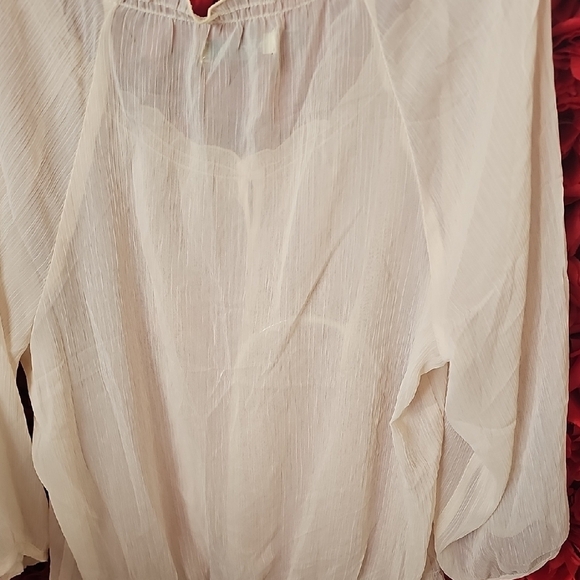 Old Navy Women's Sheer Cream Blouse Size Large - Picture 6 of 8